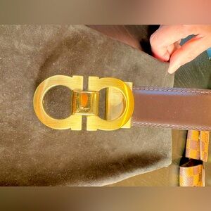 Salvatore Ferragamo Men’s Reversible Leather Belt Brown and Black